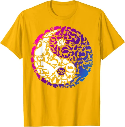 Vista 34 de Cute Kitty Cats and Zen Spirit Peace & Love Yin Yang - Camiseta de gato Negro
