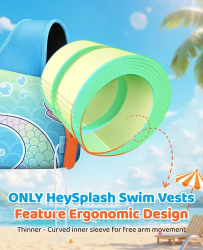 Vista 37 de HeySplash Swim Vest for Kids, Puddle Float Jumper with Safety Buckle