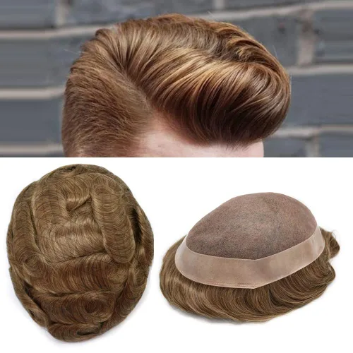 Vista 12 de Toupee - Sistema de cabello para hombre, monofilamento fino duradero, monofilamento europeo de repuesto para hombres, piezas de pelo