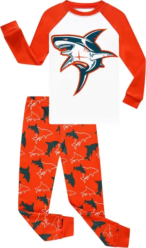 Vista 3 de Benaive Pijama para niños, pijama de algodón para niño, conjunto de pantalones de 4 piezas para niños