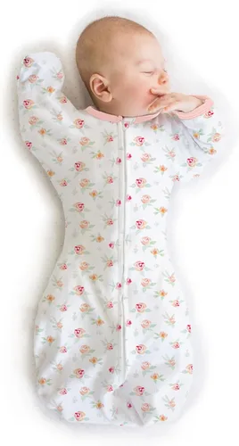 Vista 26 de SwaddleDesigns Saco de envolver con brazos arriba, mangas de media longitud y puños de mitones