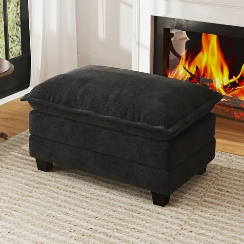 Vista 45 de Sofá de nube en forma de L de 77 pulgadas, sofá modular con otomana, cómodo sofá biplaza de felpilla con almohada para sala de estar, dormitorio