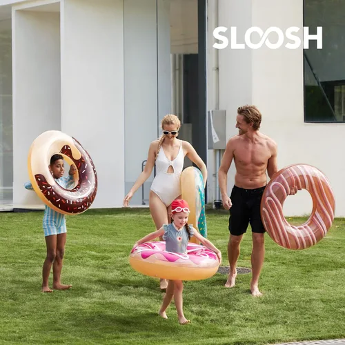 Vista 4 de Sloosh 4 Pack Inflatable Pool Floats, Pool Tube Rings, Swim Tubes, Floaties Toys, Beach Swimming Party Toys for Kids and Adults