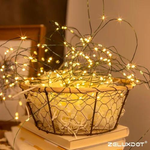 Vista 3 de Guirnalda de luces enchufables, 66 pies 200 LEDs luces LED de cadena impermeables, 8 modos de luz parpadeante con control remoto para exteriores