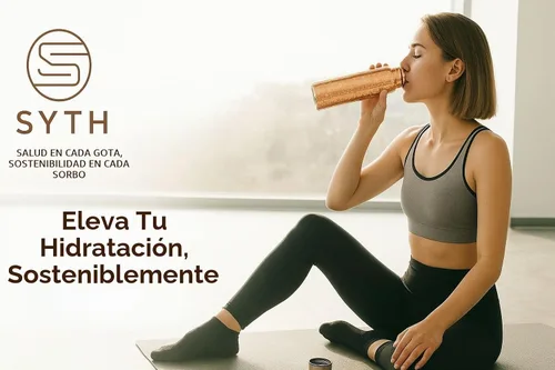 Vista 9 de SYTH Botella de agua de cobre 100% puro con bolsa de lona de transporte, probada en laboratorio, 34 onzas, a prueba de fugas, recipiente de cobre