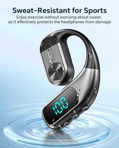 Vista 6 de Xmenha Auriculares inalámbricos con Bluetooth de una oreja para colocar sobre el oído abierto, auricular con manos libres, 180°, giratorio