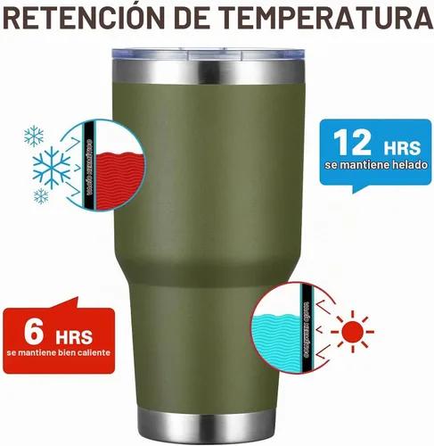 Vista 2 de Meway vaso para café de 30 onzas Verde militar