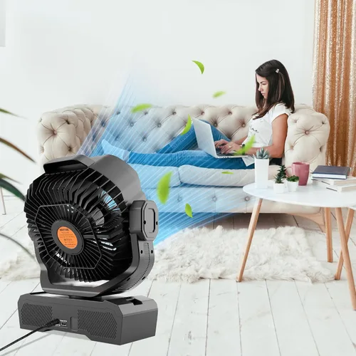 Vista 7 de WESTTREE - Ventilador de 45000 mAh, potente flujo de aire, funciona con pilas, ventilador de exterior para dormitorio, silencioso y oscilante