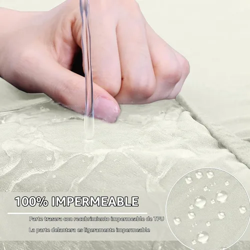 Vista 3 de hyha Fundas de cojín impermeables para sofá, fundas elásticas para asientos Beige