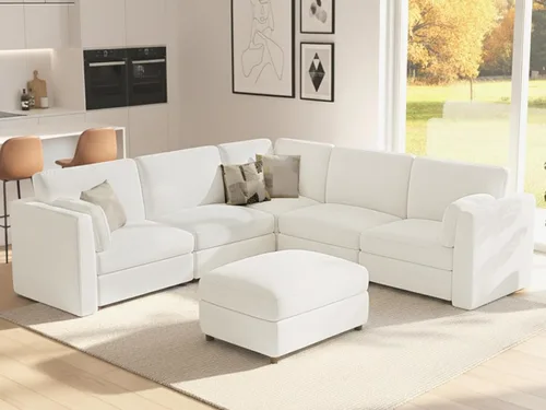 Vista 36 de CUGOAO Sofá biplaza extragrande de 83.5 pulgadas, sofás para sala de estar, sofá nube de felpilla de asiento profundo, sofá modular seccional, funda