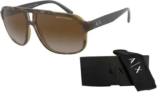 Vista 3 de Armani Exchange AX4104S - Lentes de sol rectangulares para hombre + paquete con kit de cuidado complementario de Designer iWear