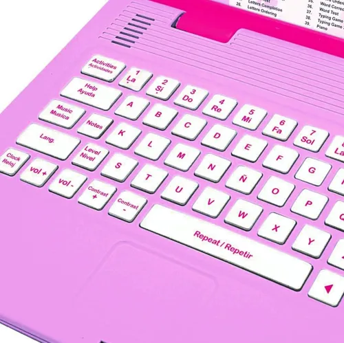 Vista 2 de Lexibook Barbie, portátil educativo y bilingüe en inglés/español, juguete para niños con 124 actividades para aprender, jugar juegos y música, rosa