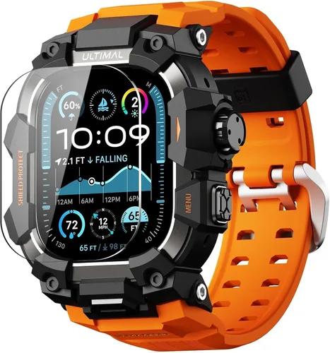 Vista 10 de ULTIMAL Funda Resistente con Correa para Apple Watch 44mm, Compatible con Apple Watch Series SE 3/SE 2/SE Generation/6/5/4, Funda Táctica Antigolpes