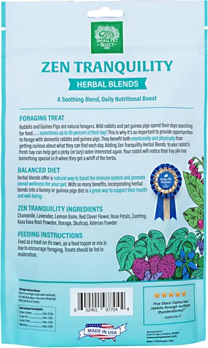 Vista 4 de Small Pet Select - Mezcla de hierbas Zen Tranquility, una golosina herbaria natural para conejos y cobayas, 4.4 onzas Natural Aromatic Herbal