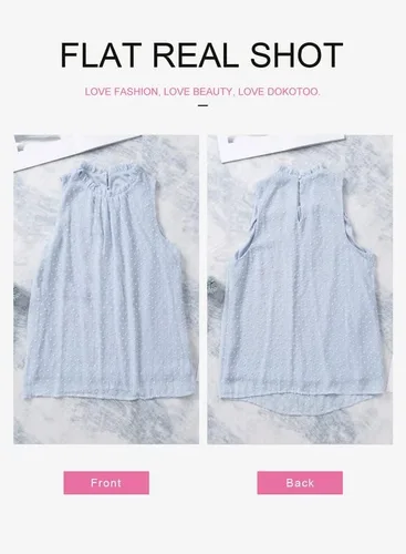 Vista 3 de Dokotoo Blusa informal para mujer, sin mangas, con cuello halter y estampado de leopardo