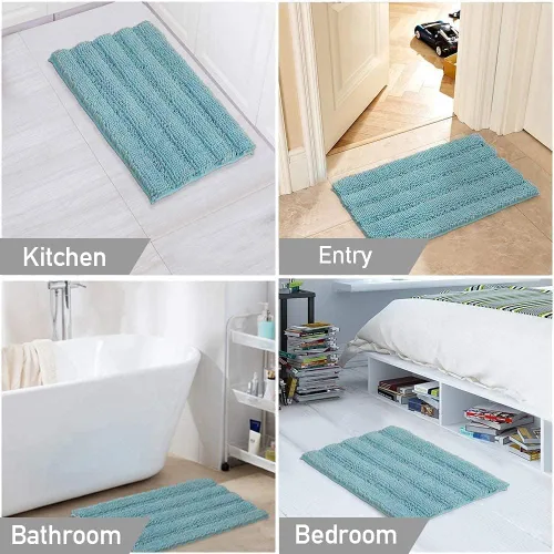 Vista 6 de Turquoize Alfombra de baño de chenilla de lujo para baño, extra absorbente, alfombra de ducha de microfibra antideslizante para baño, alfombra Aqua