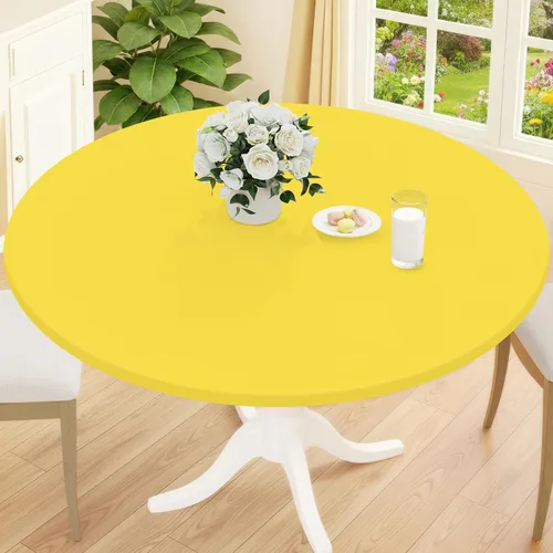 Vista 22 de Smiry Mantel redondo de pícnic, fundas de mesa elásticas impermeables para mesas de 18 a 24 pulgadas, manteles de vinilo con parte trasera