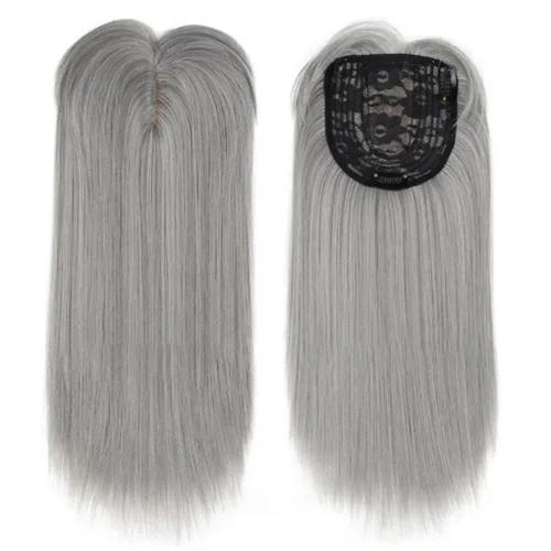 Vista 2 de LXUE Peluca recta de 14 pulgadas con clip para cabello fino, sintético, color negro