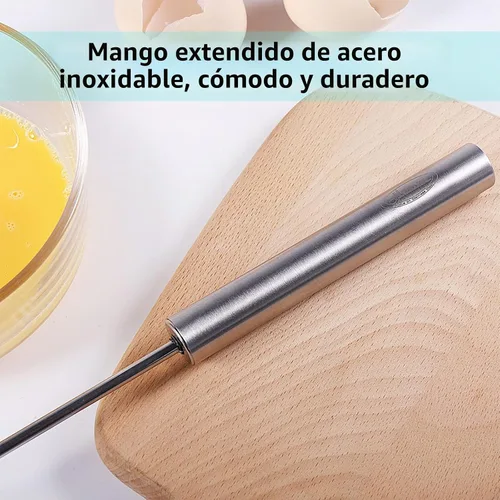 Vista 8 de Newness Batidor de Huevos, [Paquete de 2 de 10 y 12 pulgadas] Batidora Manual de Empuje de Acero Inoxidable para el Hogar - Herramienta Versátil