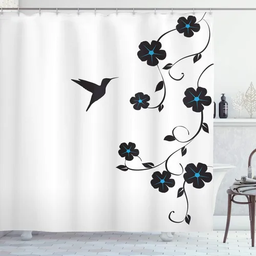 Vista 16 de Ambesonne set de cortina para baño decorativa de tela de poliéster con ganchos