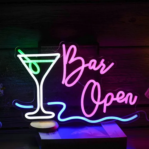 Vista 9 de Letrero de neón de Soda con luz LED, señal de neón regulable para cócteles para decoración de pared 42,4 cm X 30 cm, señal de neón para bar