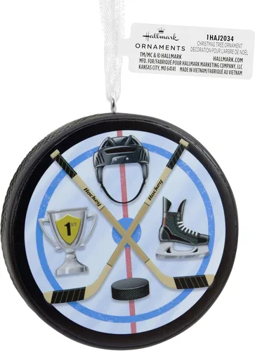 Vista 3 de Adorno de Navidad de Hallmark en forma de disco de hockey