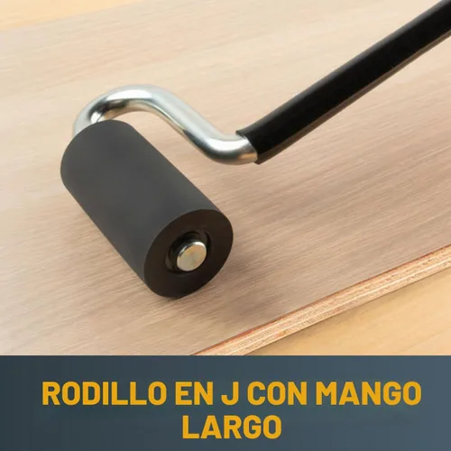 Vista 6 de POWERTEC Rodillo J de mango largo de 12", diámetro de 1-1/2", 3" de ancho, herramienta de rodillo de goma para laminado y chapa para bandas