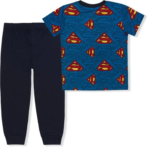 Vista 2 de WARNER BROS Superman 2 Pack Jogger Set for Boys, Graphic Printed Short Sleeve Shirt and Sports Pants
