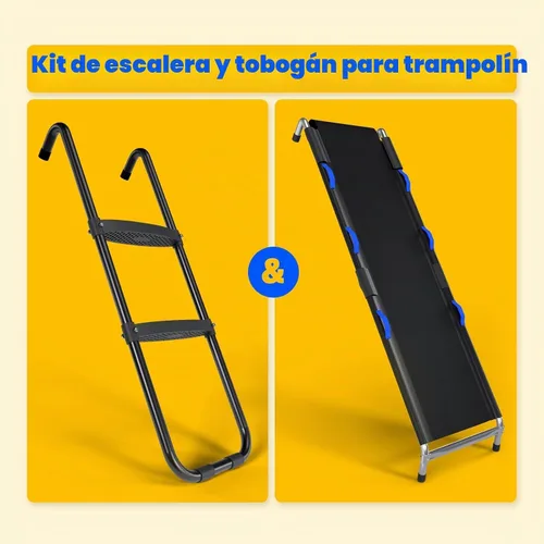 Vista 2 de Kit de diapositivas de escalera de trampolín, accesorios para trampolín incluyen tobogán y escalera