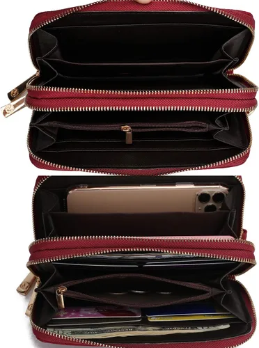 Vista 5 de MKF Collection Mia K - Cartera de pulsera para mujer, pequeña cartera de cuero vegano para tarjetas de crédito con cremallera y bolsillo