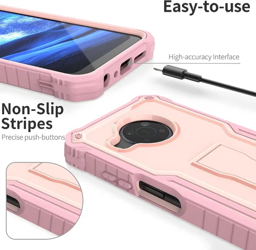 Vista 2 de ExoGuard Funda para Nokia X100, funda de goma a prueba de golpes de cuerpo completo con protector de pantalla de vidrio templado con soporte