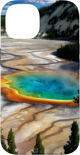 Vista 4 de Funda de vacaciones de verano para iPhone 16 Yellowstone National Park Rainbow geysers