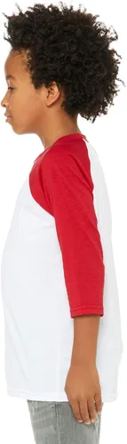 Vista 3 de Camiseta de béisbol de manga 34 para jóvenes, blancorojo, S, Blanco rojo