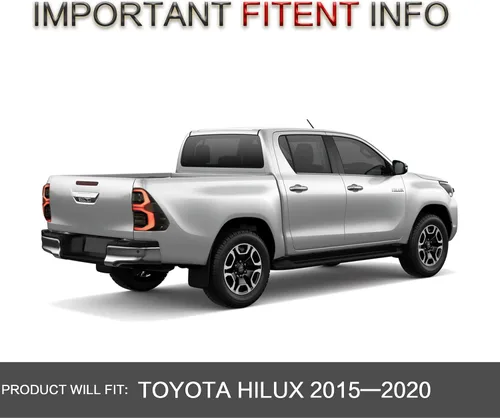 Vista 8 de VLAND Conjunto de luces traseras para Toyota Hilux 2015-2020 Base, Chasis, Doble Cab, SR, DLX (no para Tonka), lámpara trasera con DRL, señal