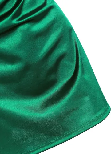 Vista 5 de ZAFUL Minivestido de satén sin mangas con tirantes delgados para mujer, con abertura lateral, cuello redondo, vestido de cóctel