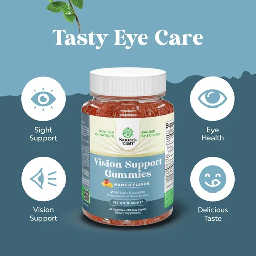 Vista 4 de Gomitas de apoyo para la visión para adultos, suplementos de luteína y zeaxantina para la salud ocular, potentes vitaminas de luteína para los ojos