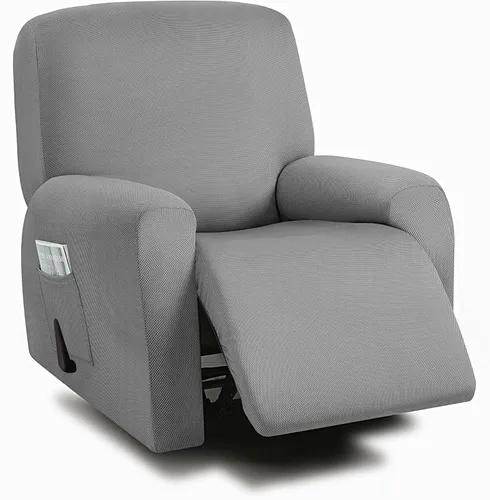 Vista 35 de ULTICOR Fundas para sofá reclinable de 8 piezas, fundas elásticas con hilo teñido para sofá reclinable de 3 cojines, gruesas, suaves y lavables Gris