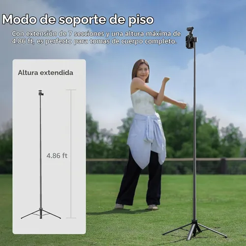 Vista 4 de Soporte de trípode mejorado de 59 pulgadas con apertura automática de 4 patas, trípode de piso ULANZI TT24 Vlogging Selfie, cabeza de bola