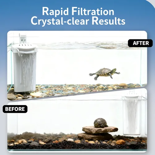 Vista 2 de Filtro de acuario pequeño, filtro de tanque de peces, filtro de tanque de tortuga, filtro ultra silencioso de 3.5 W de baja agua para reptiles de 1