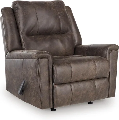 Vista 16 de Signature Design by Ashley Rampant Sillón Mecedora Reclinable Casual Manual con Brazos Acolchados, Marrón Oscuro Chocolate