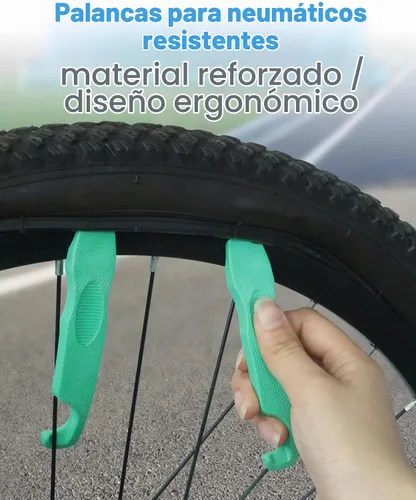 Vista 2 de Kit de reparación de neumáticos de bicicleta, kit de reparación de neumáticos de bicicleta con palancas de neumáticos de bicicleta de alta