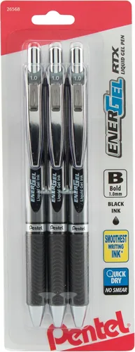 Vista 21 de Pentel EnerGel RTX - Bolígrafo de gel líquido retráctil, línea mediana, punta de metal, tinta de colores surtidos, paquete de 4 unidades (BL77BP4M)