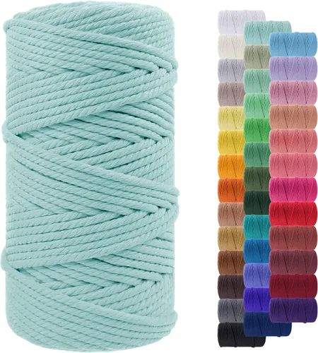 Vista 112 de Cordón de macramé de 0.079 pulgadas, cuerda de algodón natural de 109 yardas, hilo de cuerda de macramé para manualidades, ganchos de pared