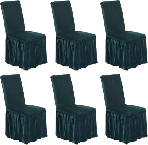 Vista 42 de NICEEC Fundas de silla de elastano para sillas de comedor, juego de 2 fundas de silla de comedor extraíbles con falda, fundas para sillas Parson