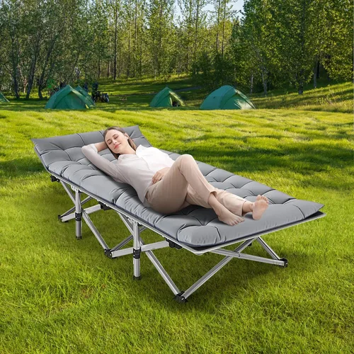 Vista 2 de Barbella Catre plegable para campamento, paquete de 2 catres plegables para adultos, catre de dormir portátil con colchón plegable al aire libre