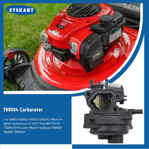 Vista 2 de 799584 Carburador para cortacésped Troy Bilt TB110 TB200 B110 B&S 09P702 550EX, 625EX, 675EX, 725EXI 140cc Motores Reemplaza 594058 594057 592361