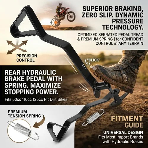 Vista 4 de Kit de pedal de palanca de freno, pedal de palanca de freno hidráulico trasero apto para Pit Dirt Bike, palanca de pedal de freno de motocicleta