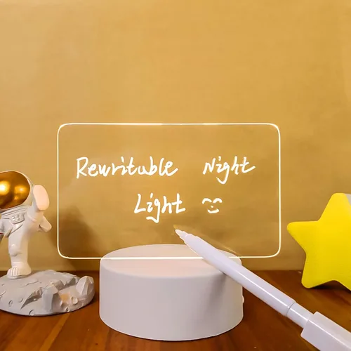 Vista 9 de goq Tablero de notas, luz nocturna LED creativa, tablero de mensajes USB, luz navideña con bolígrafo, regalo para decoración de niños, novia, luz