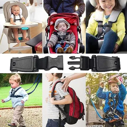 Vista 6 de Clip universal para arnés de pecho de asiento, hebilla de clip de cinturón de seguridad para cochecitos de silla alta, hebilla de cinturón
