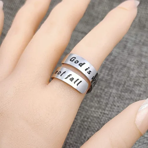 Vista 11 de HOFOYA Anillos inspiradores ajustables de acero inoxidable, anillos de grabado, joyería motivacional, graduación, San Valentín, regalos